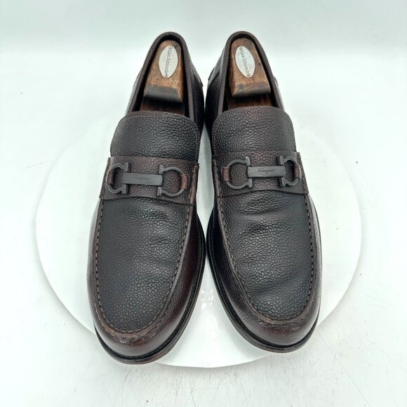 Salvatore Ferragamo Men Size 11.5D Brown Leather Horsebit Loafer Dress Shoes - Picture 1 of 13